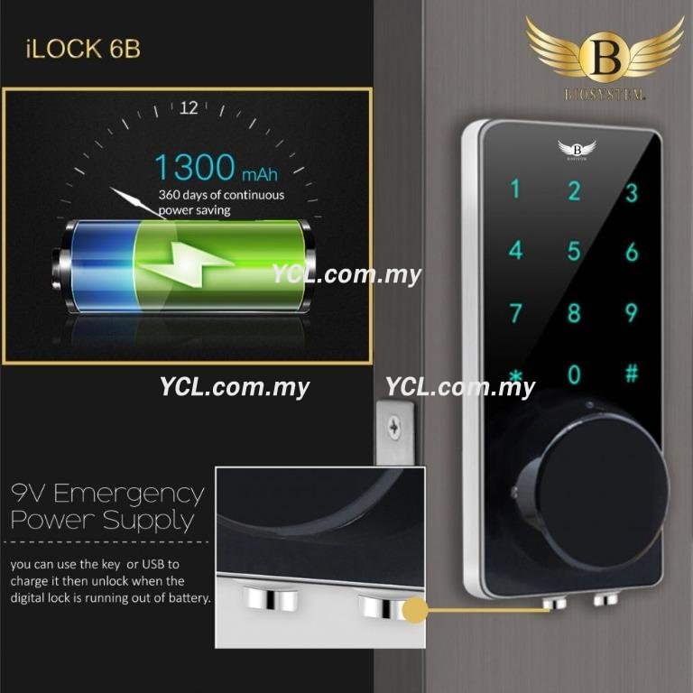 Smart Home Digital Lock with mobile App, password,  Biosystem ilock 6b